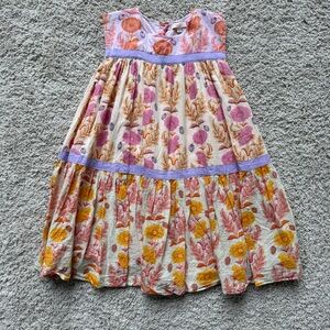 Pink Chicken Floral Dress - Pink, Orange, Yellow